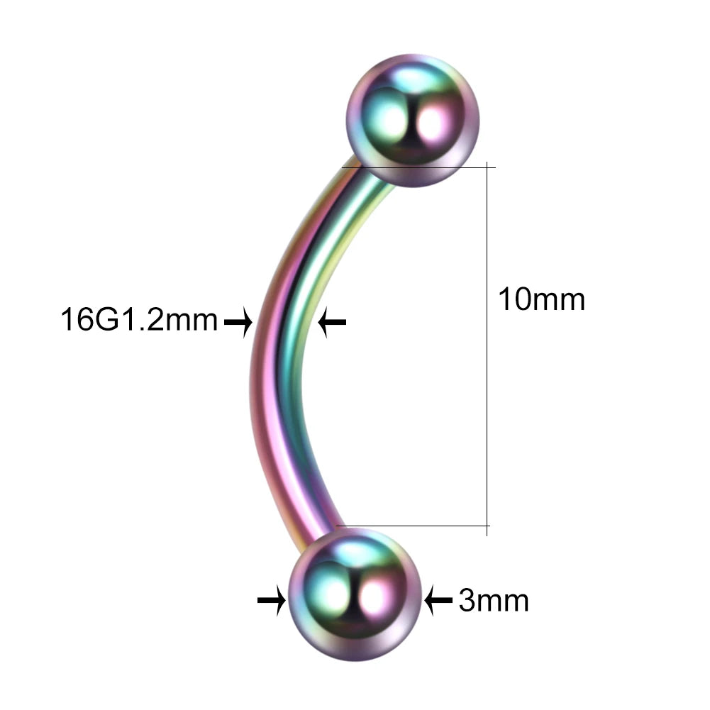 High-Quality Surgical Steel Eyebrow Vertical Libre Bridge Daith Helix Curved Threaded Barbell
