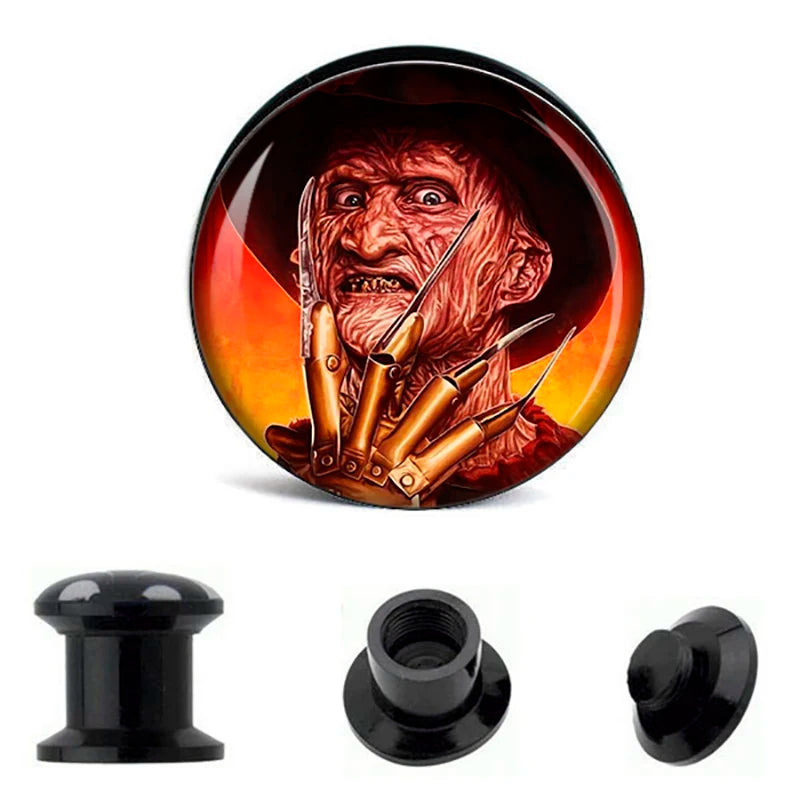 HALLOWEEN SPECIAL 3 Pair/6PCS Horror Icons Ear Plugz 6-30mm