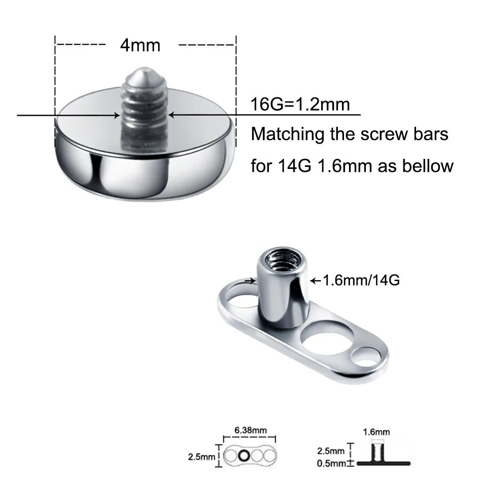 4mm Titanium Micro Dermal Top 14G