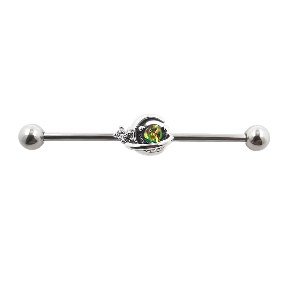 Moon & Star Industrial Barbell 14g