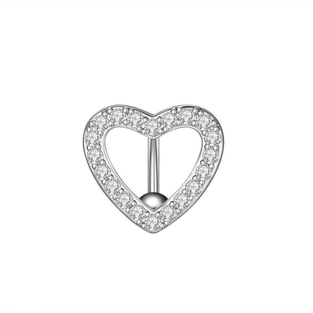 Heart-shaped Belly Button Ring 14g
