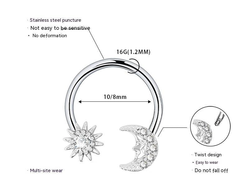 Sun and Moon Septum Ring 16g
