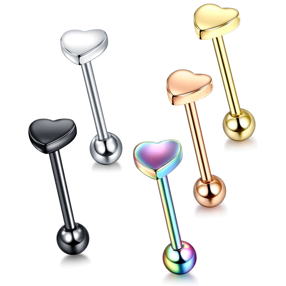 Flat Top Heart Tongue Barbell 14g