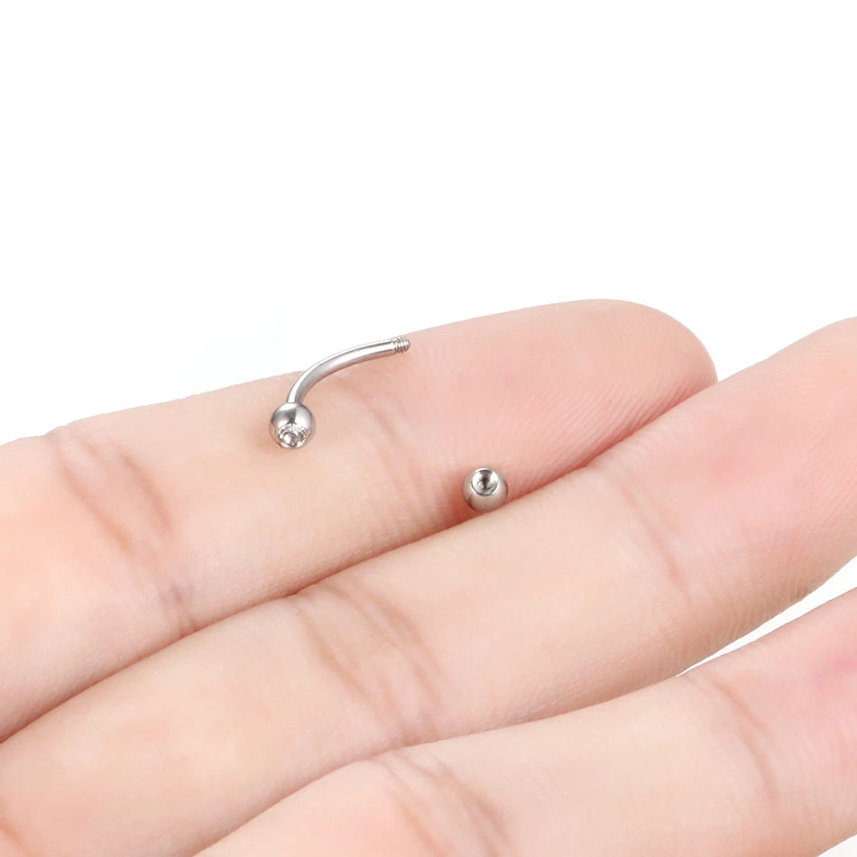 High-Quality Surgical Steel Eyebrow Vertical Libre Bridge Daith Helix Curved Threaded Barbell
