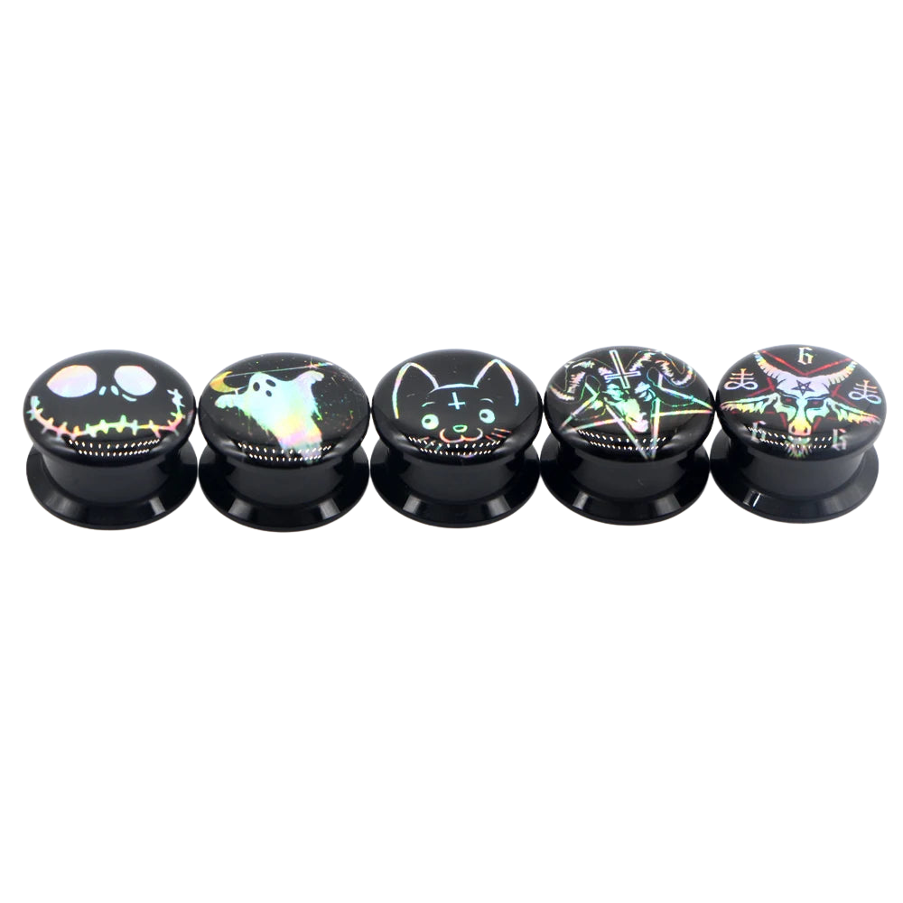 Black Acrylic Threaded Screw-on Spooky Plugz 8-30mm