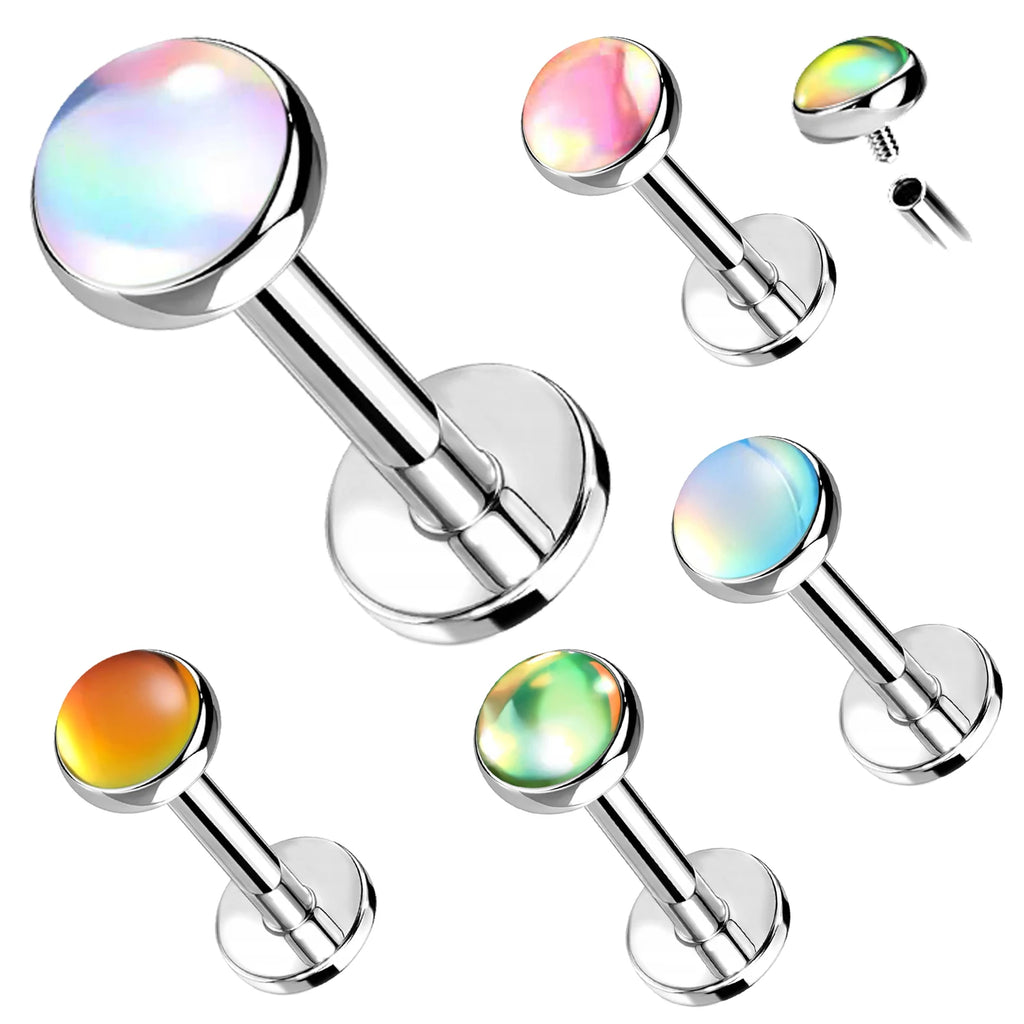 16g Surgical Steel Flash Film Gem Lip Labret Stud Ear Tragus Cartilage Helix Ring