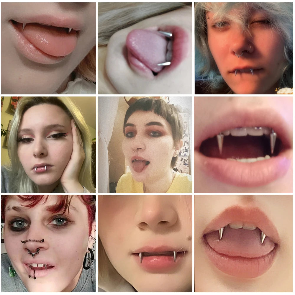 Surgical Steel Spikes Fangs Smiley Piercing Jewelry 16g