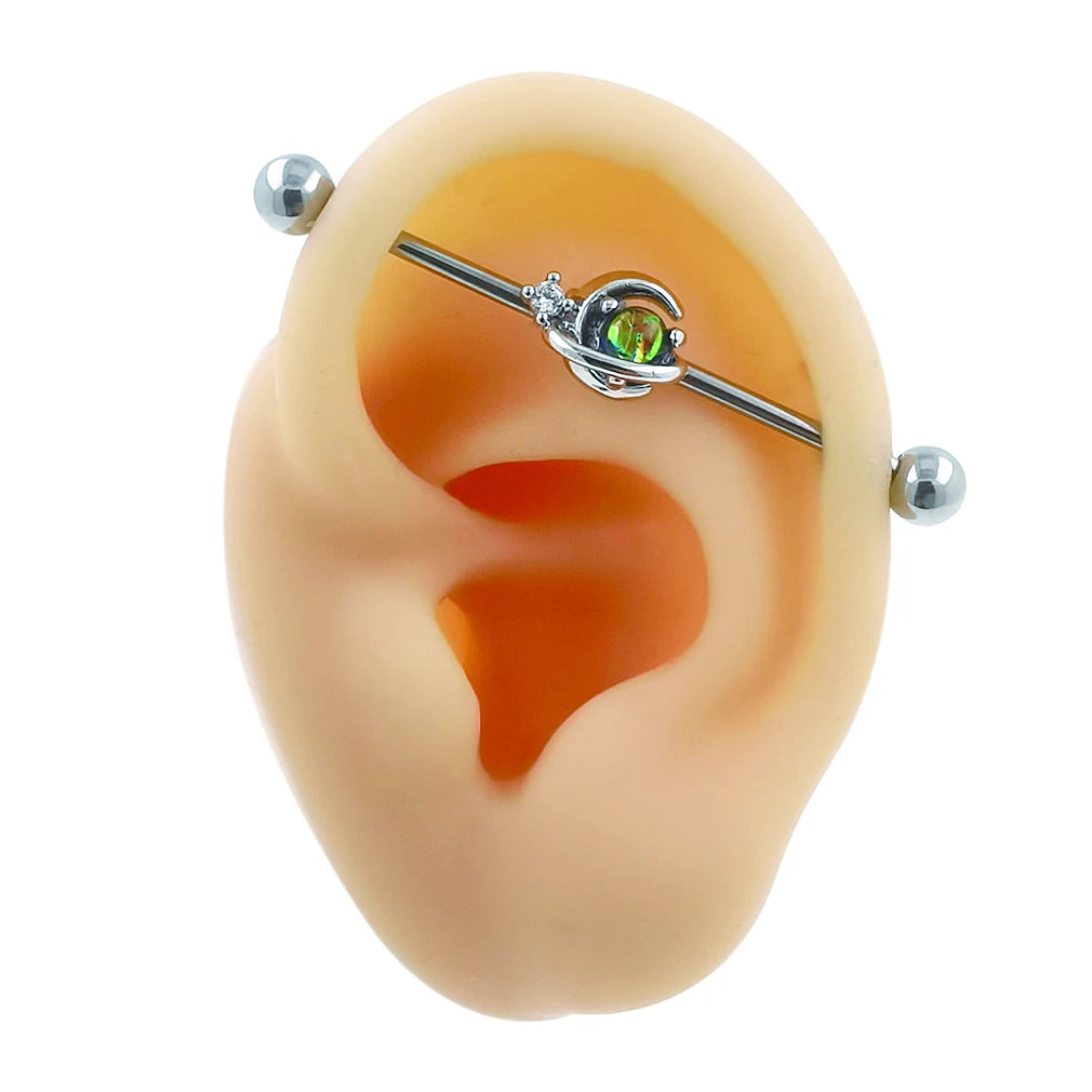 Moon & Star Industrial Barbell 14g