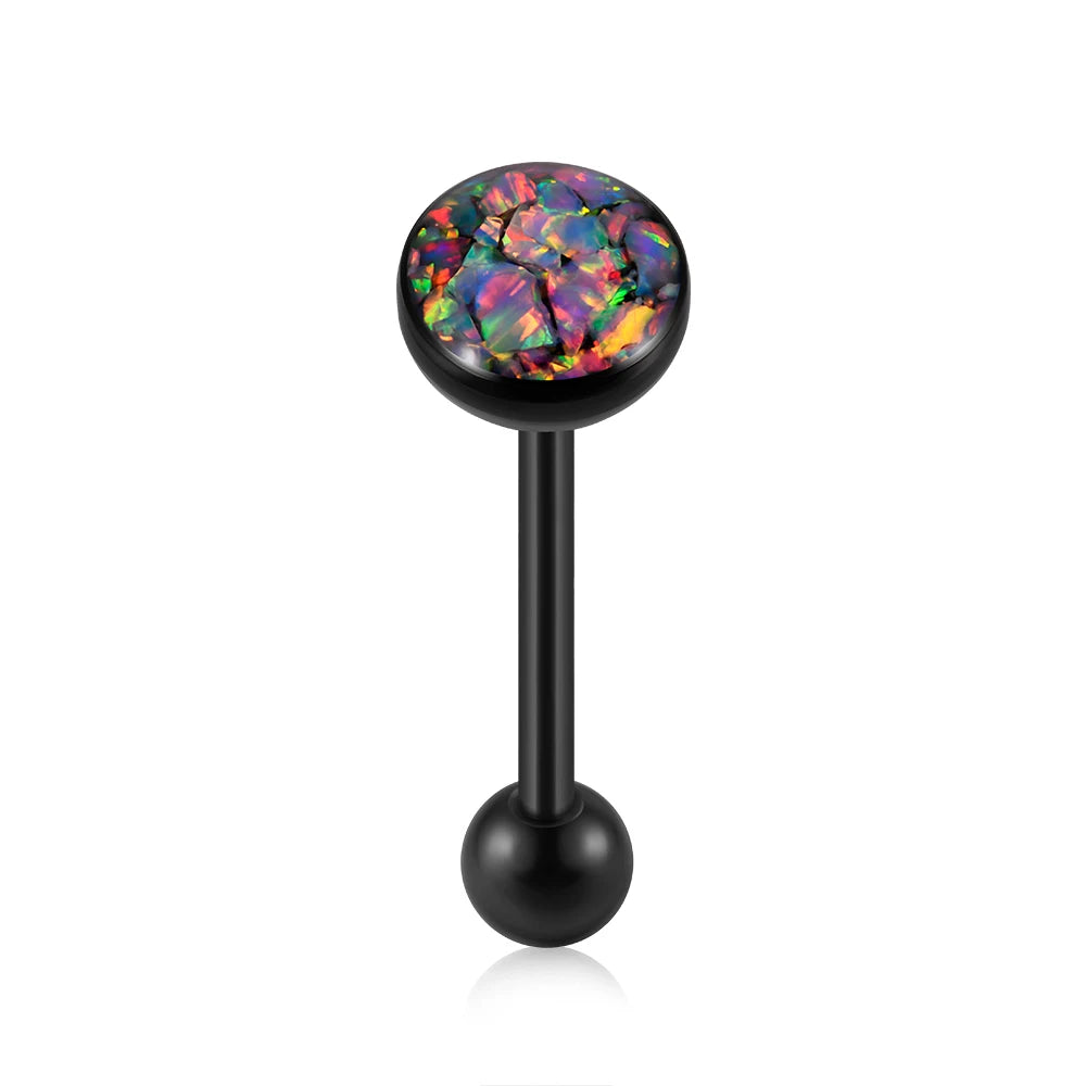 Tongue Barbell Black Plated 14G