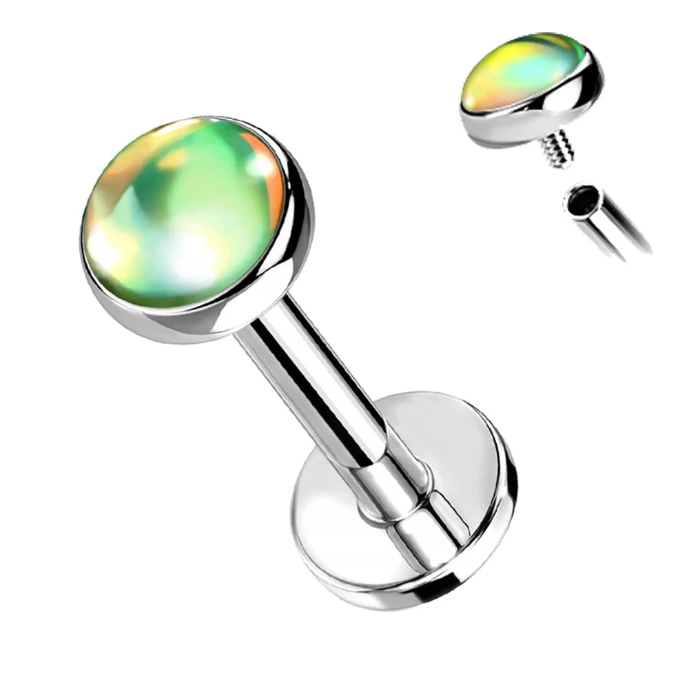 16g Surgical Steel Flash Film Gem Lip Labret Stud Ear Tragus Cartilage Helix Ring