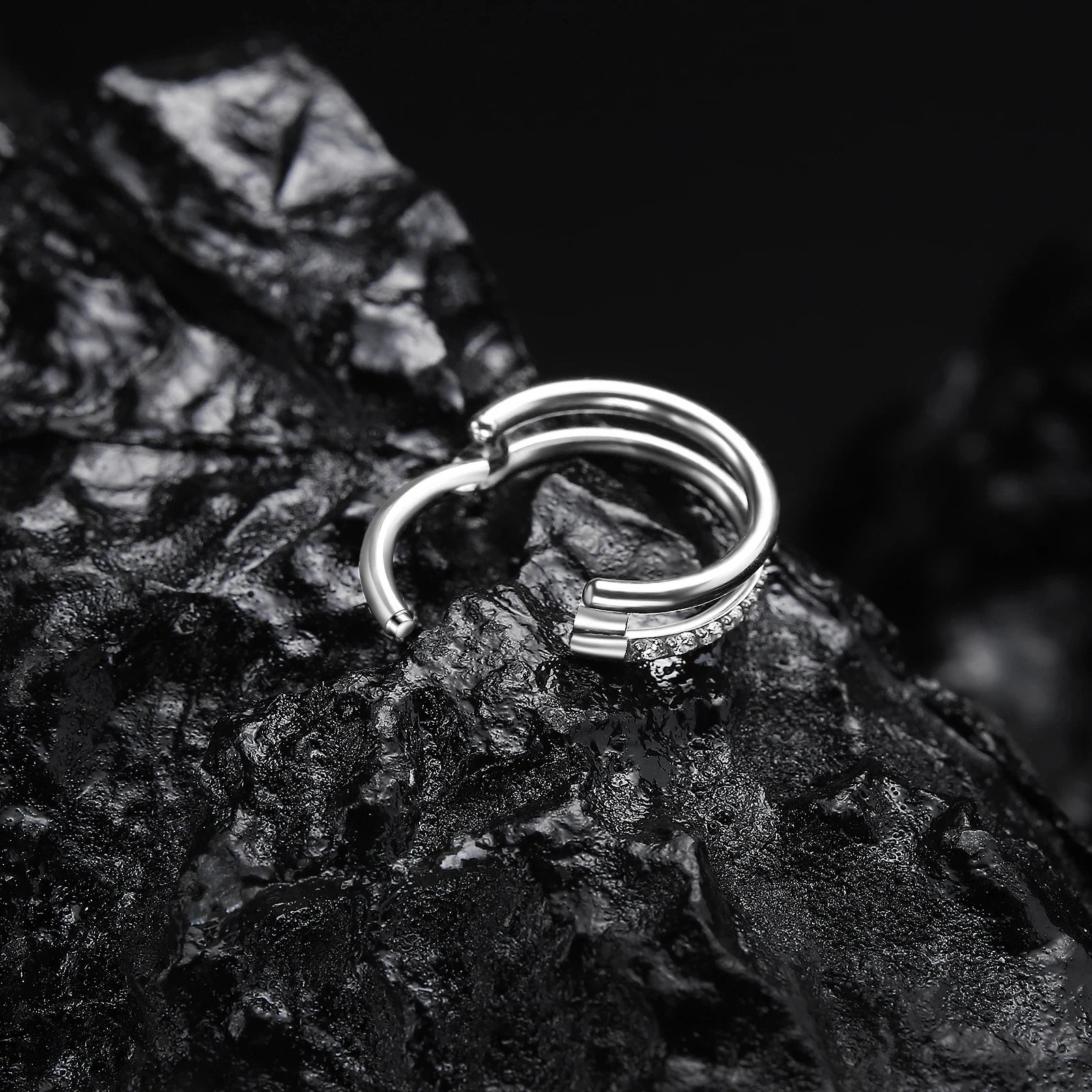 2 Row Septum Conch Daith Tragus Helix Libre Hinged Clicker Ring 16g