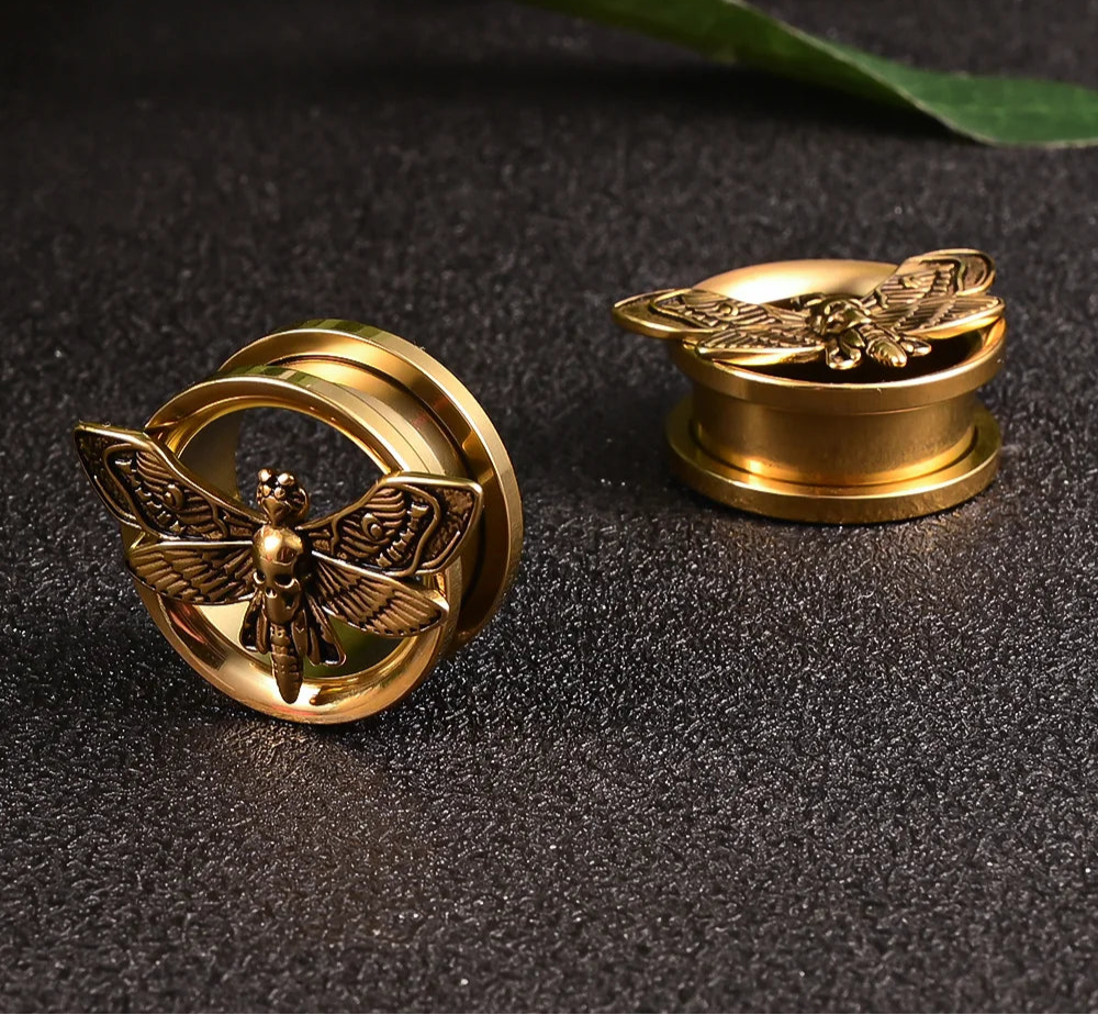 Death Moth Gauges Tunnels Plugz 8-22mm
