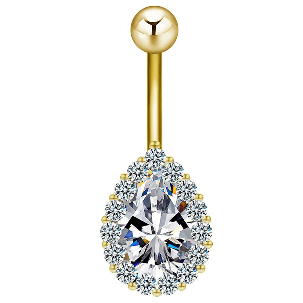 Teardrop Faux Diamond Belly Button Ring 14g