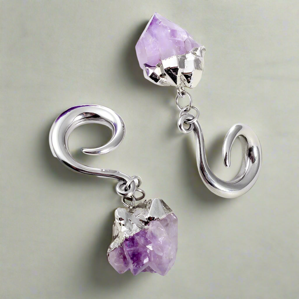 Amethyst Stone Hook Weights Hangers Silver or Gold 4-8mm