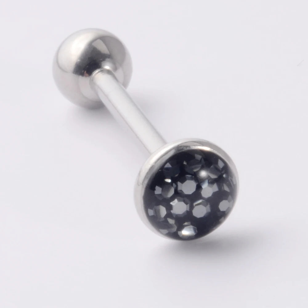 Flat Gem Tongue Ring Barbell