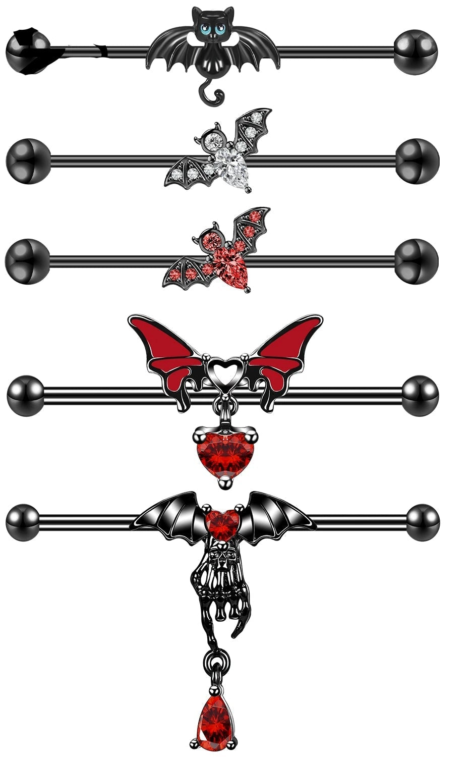 Black/Red Gothic Industrial Barbell