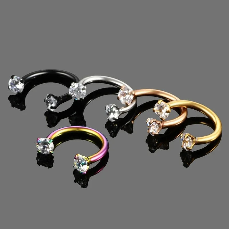 Crystal Horseshoe Ball Closure Septum Ring 16g