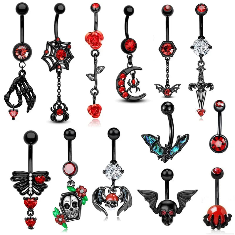Skeleton Bat Belly Ring 14g