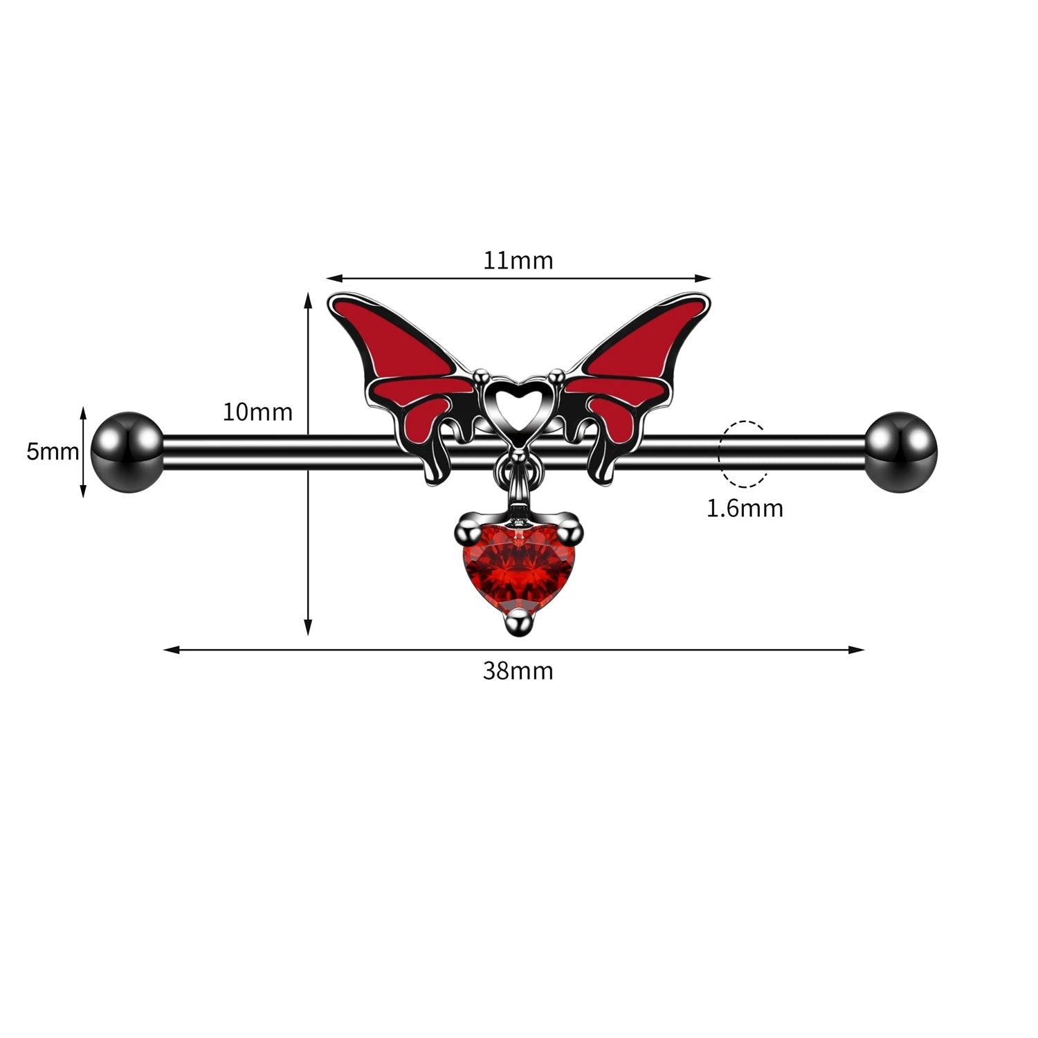 Black/Red Gothic Industrial Barbell