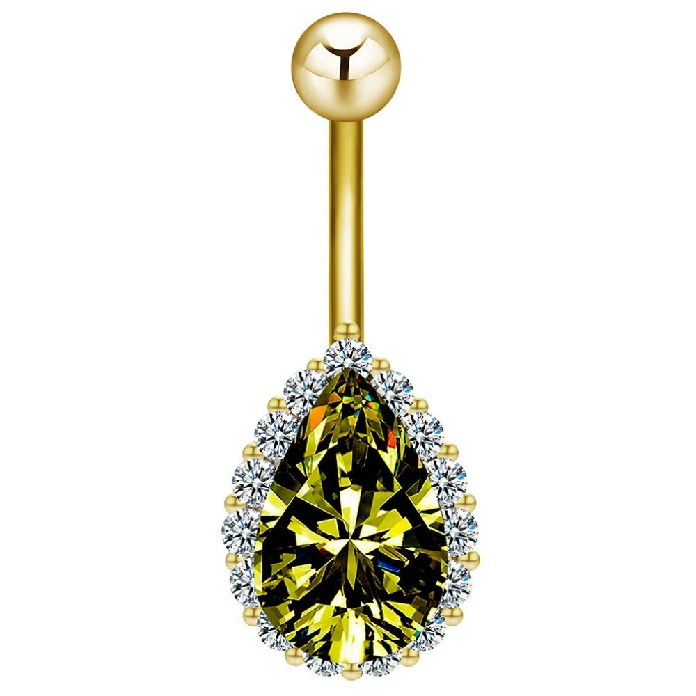 Teardrop Faux Diamond Belly Button Ring 14g
