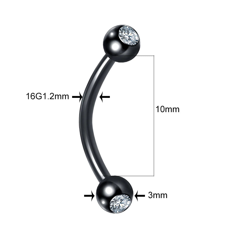 High-Quality Surgical Steel Eyebrow Vertical Libre Bridge Daith Helix Curved Threaded Barbell