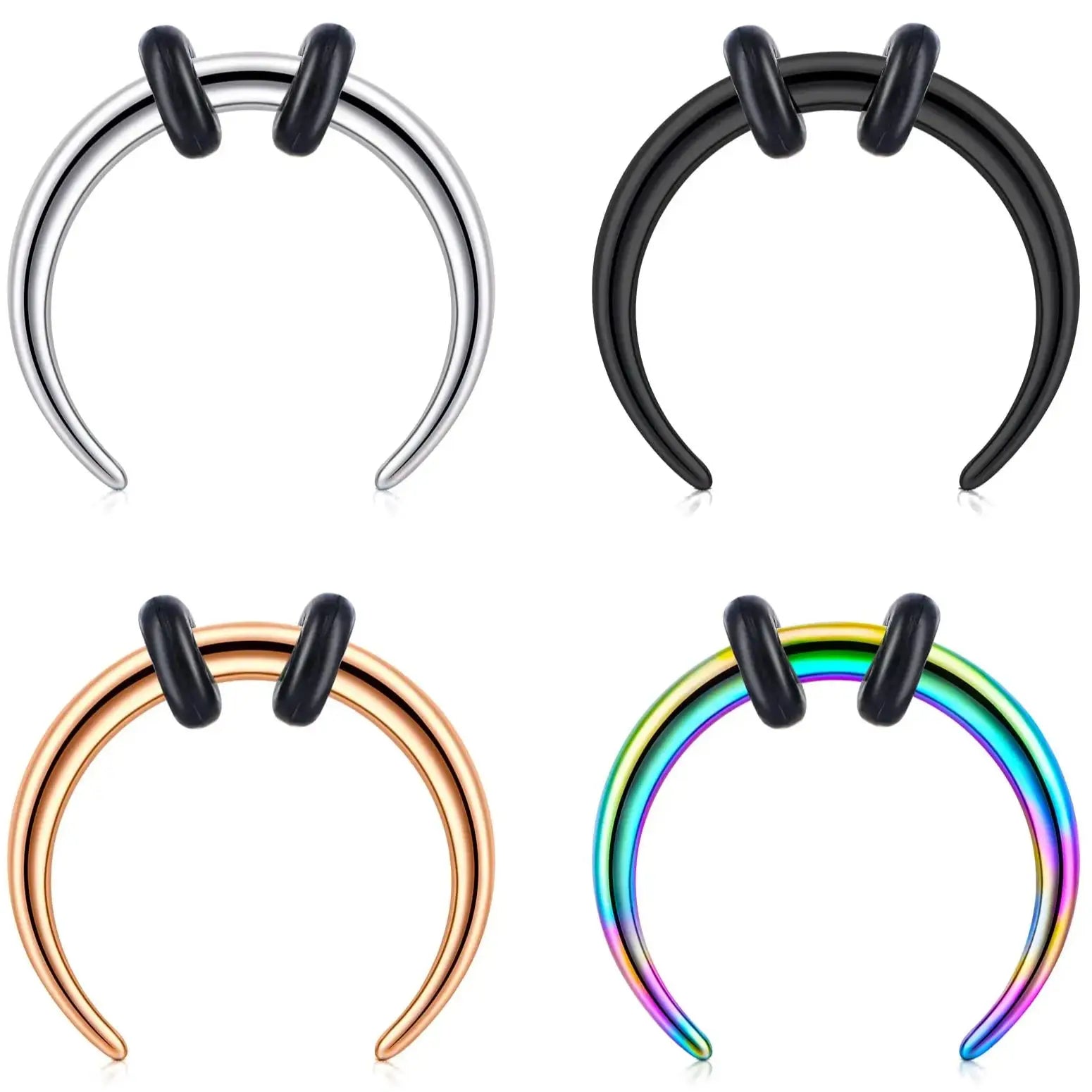 1pcs/4pcs Nose Septum Ear Rings Surgical Steel 8mm/10mm