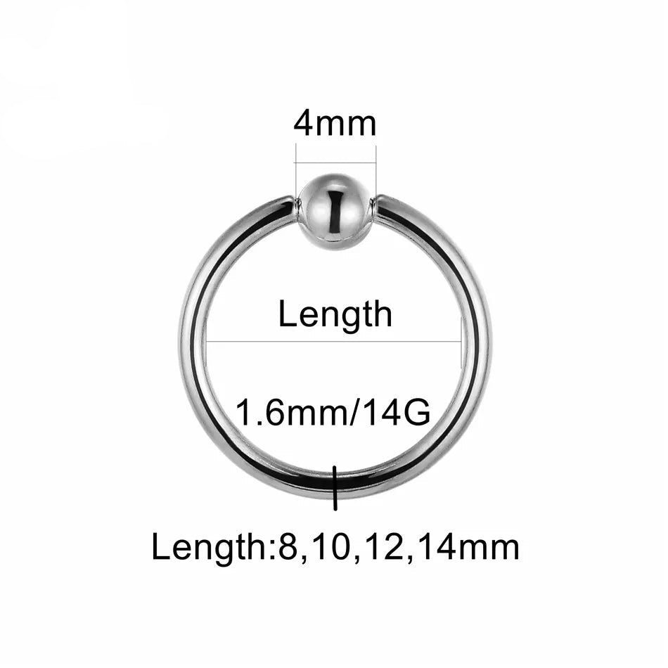 Titanium 14G Captive Bead Ring Lip Nipple Brow Prince Albert VCH Ring