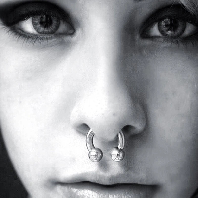Surgical Steel Large Size 12g-00g Horseshoe Ring Septum Ear Prince Albert Piercing