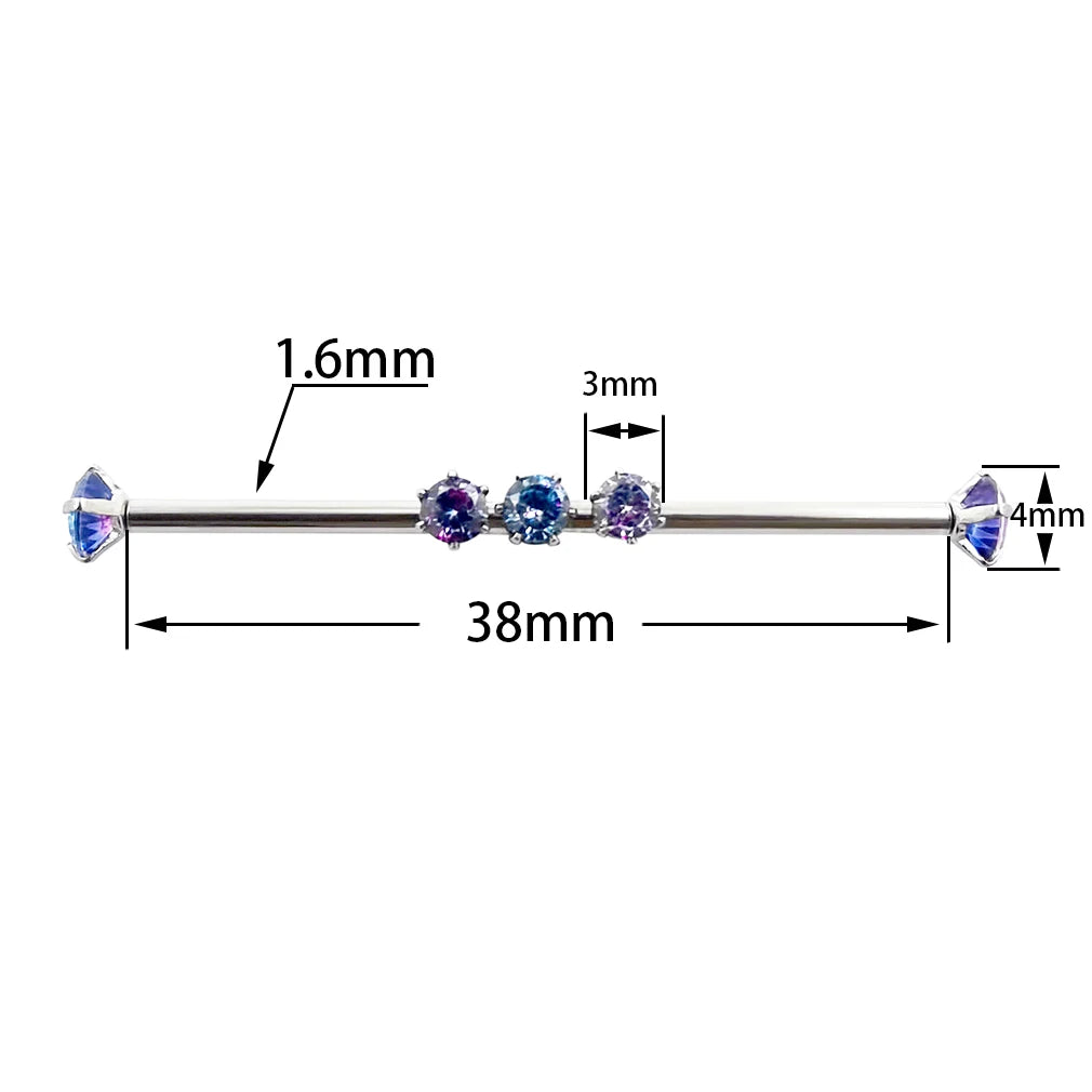 Blurple Gems Industrial Barbell 14g