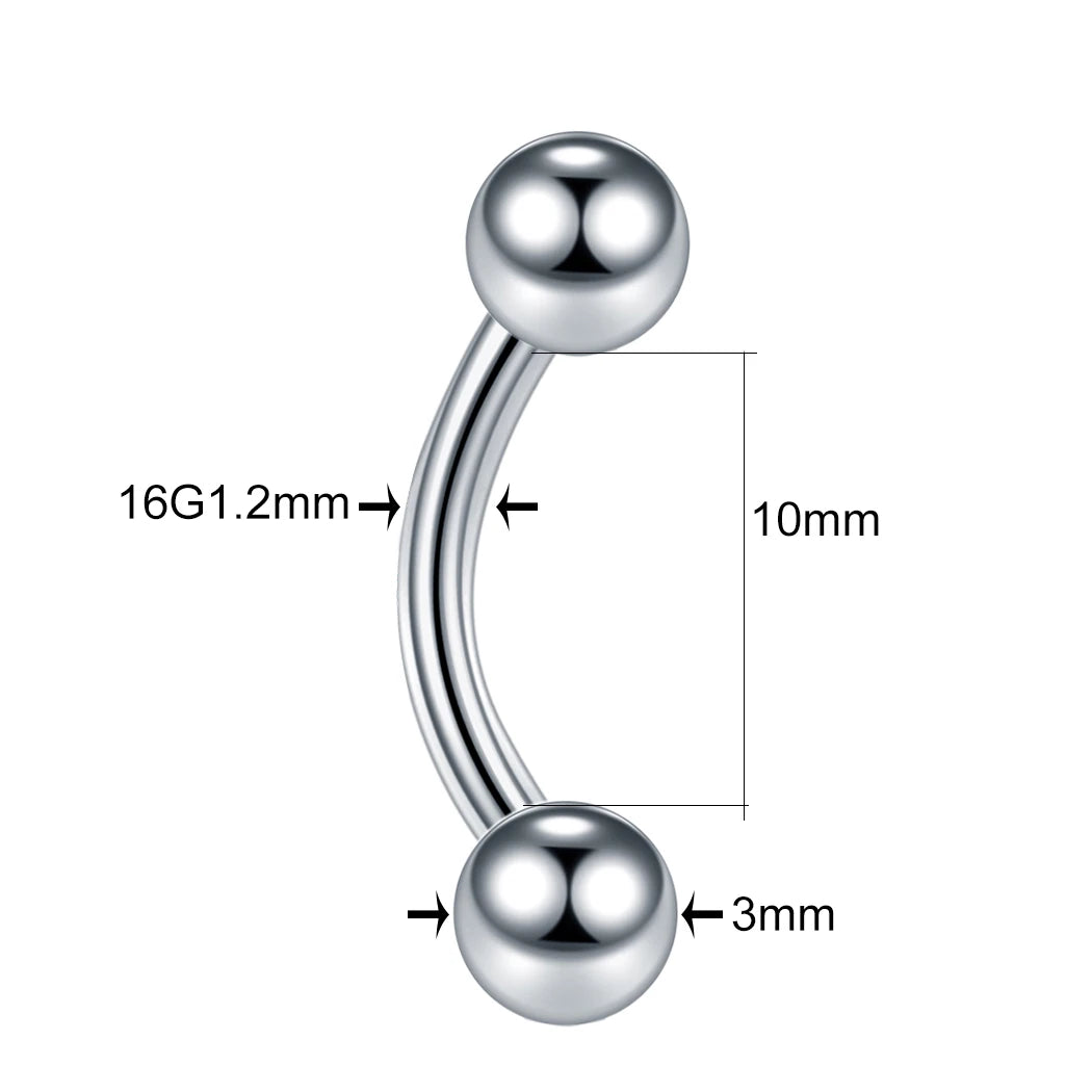 High-Quality Surgical Steel Eyebrow Vertical Libre Bridge Daith Helix Curved Threaded Barbell
