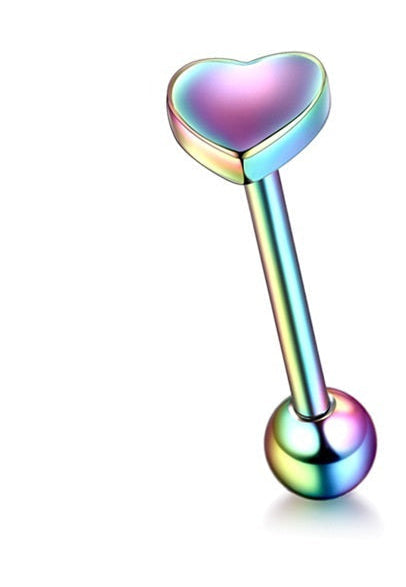 Flat Top Heart Tongue Barbell 14g