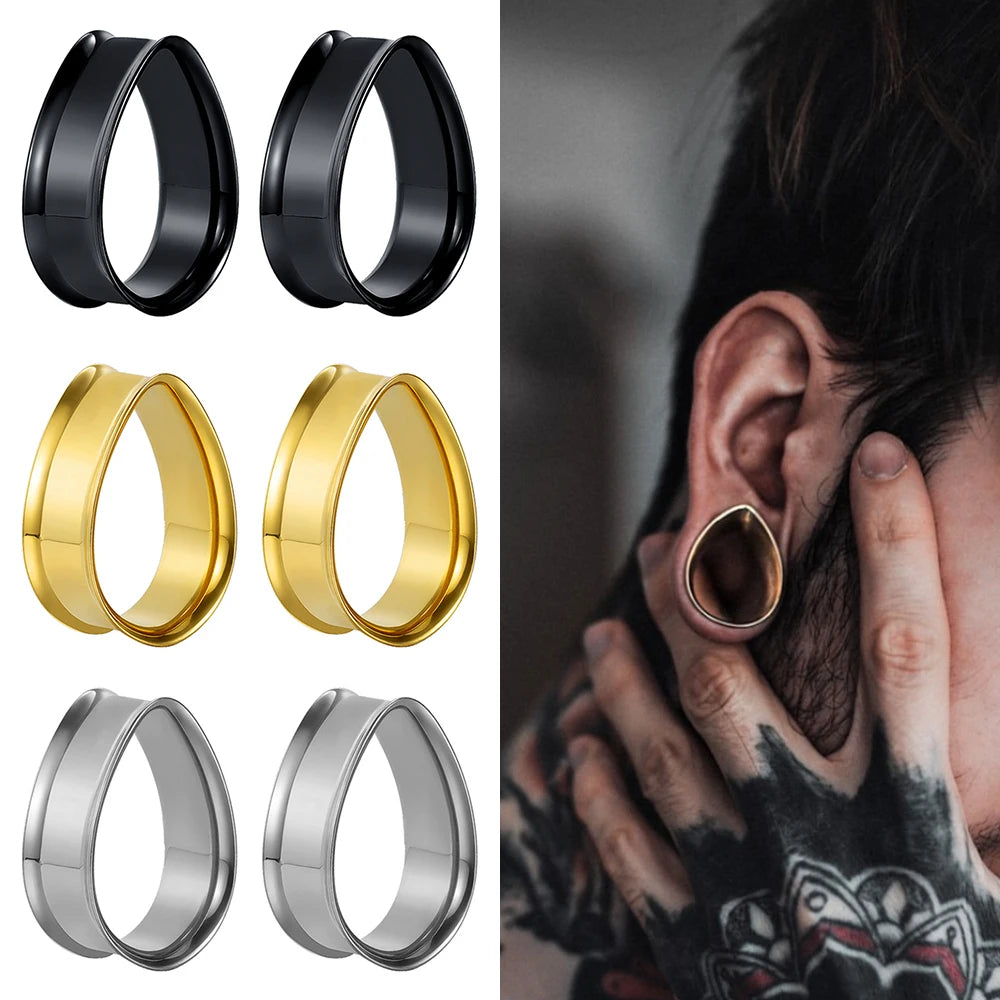 Water Drop Double Flared Tunnels 8-30mm