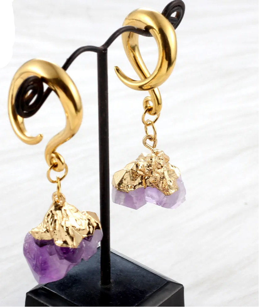 Amethyst Stone Hook Weights Hangers Silver or Gold 4-8mm