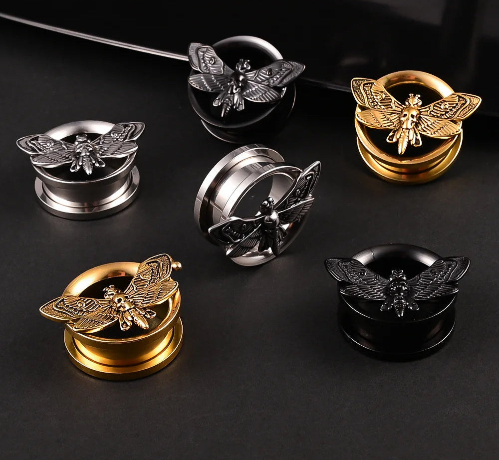Death Moth Gauges Tunnels Plugz 8-22mm