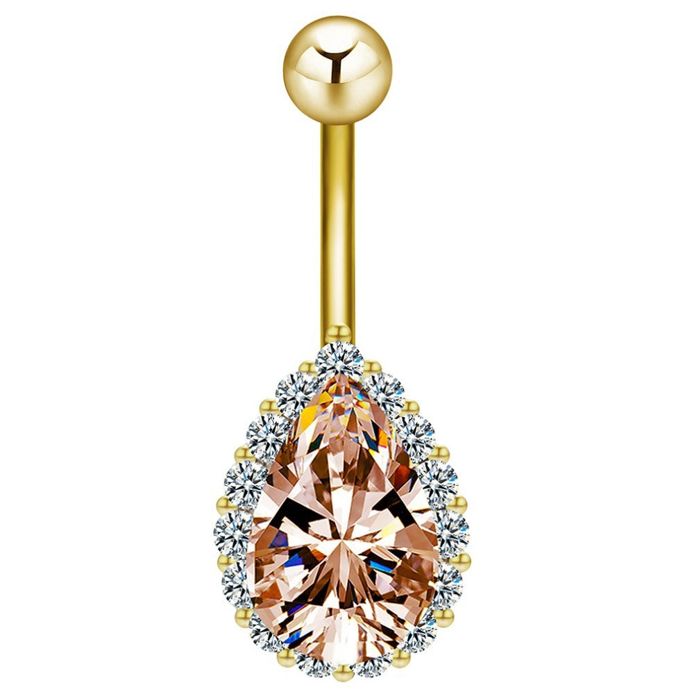 Teardrop Faux Diamond Belly Button Ring 14g