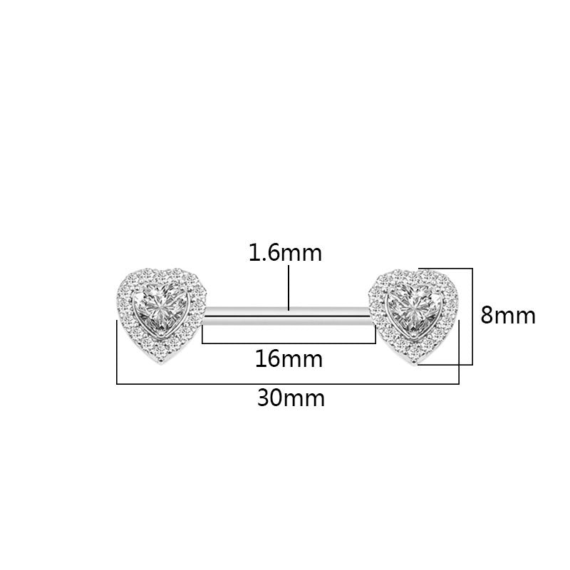 Silver or Rose Gold Gem Stone Nipple Barbells 14g