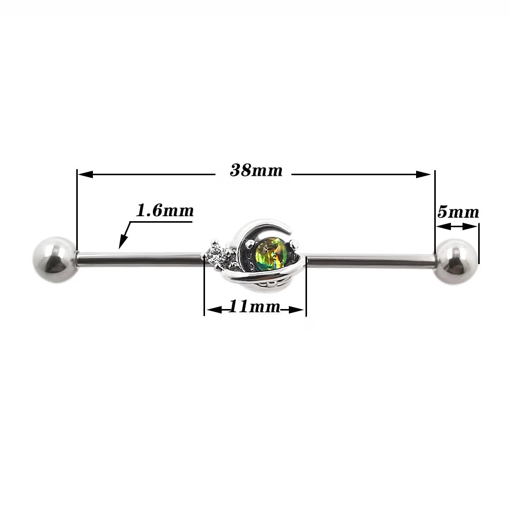 Moon & Star Industrial Barbell 14g