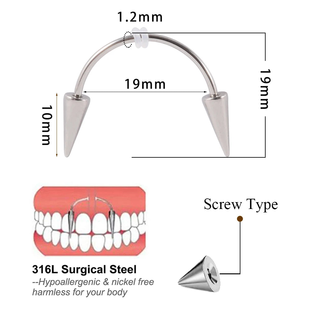 Surgical Steel Spikes Fangs Smiley Piercing Jewelry 16g