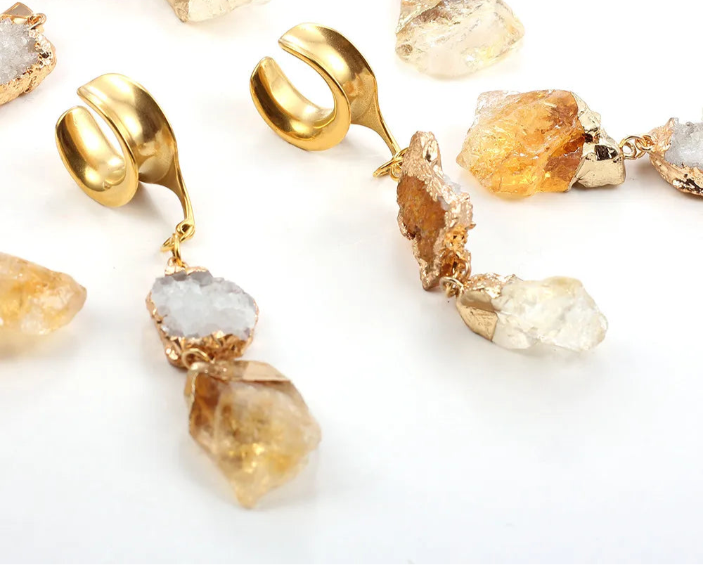 Horseshoe Saddle Plugz Weights Hangers Natural Agate Stone 6-25mm