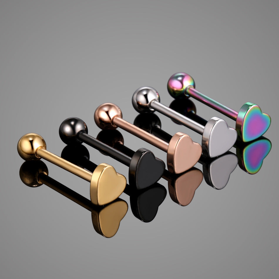 Flat Top Heart Tongue Barbell 14g