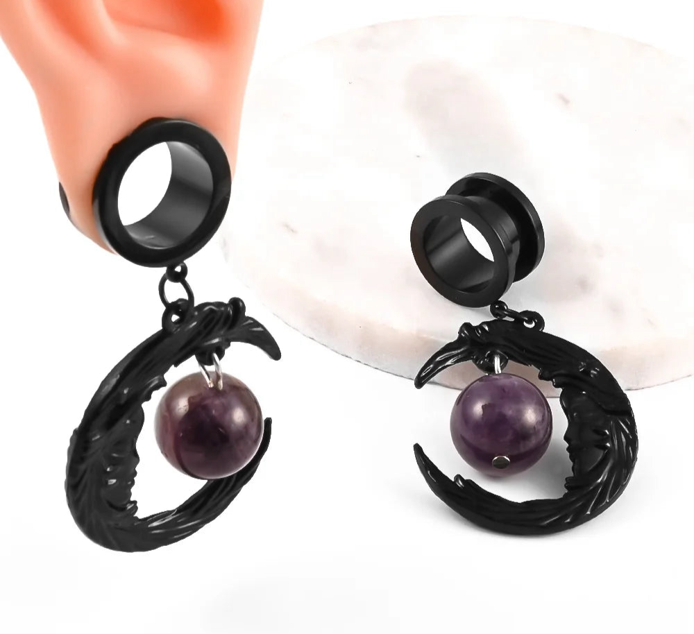 Black/Purple Moon Tunnels Hangers 8-25mm