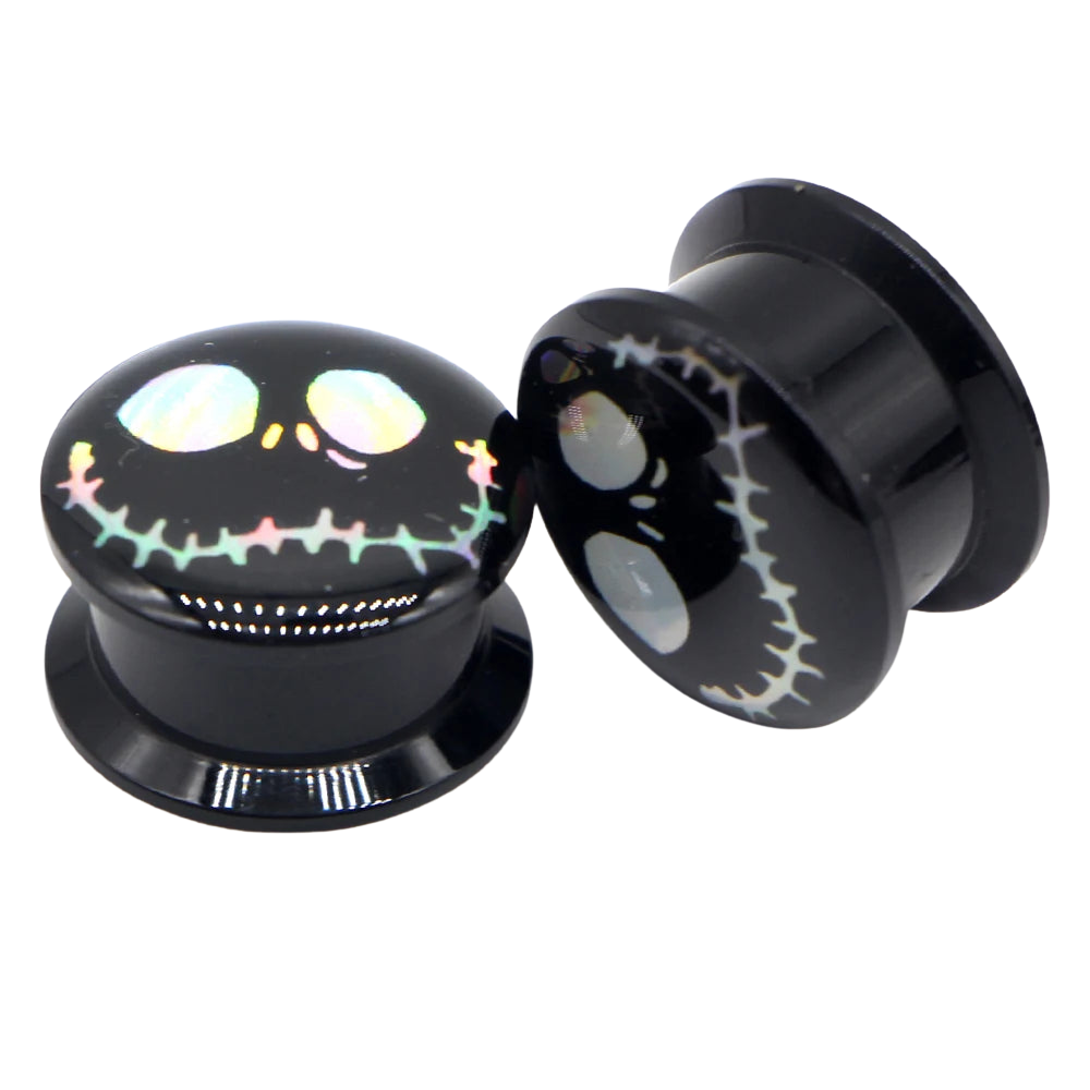 Black Acrylic Threaded Screw-on Spooky Plugz 8-30mm