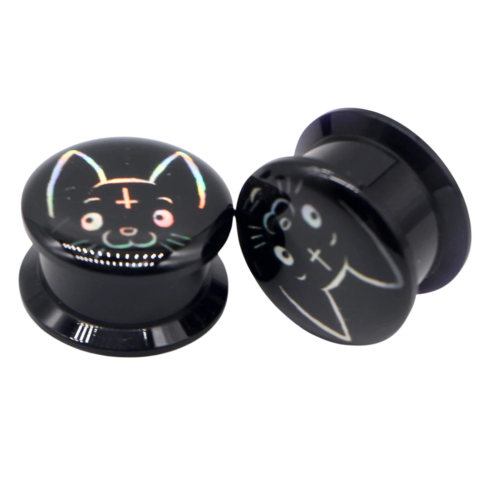 Black Acrylic Threaded Screw-on Spooky Plugz 8-30mm