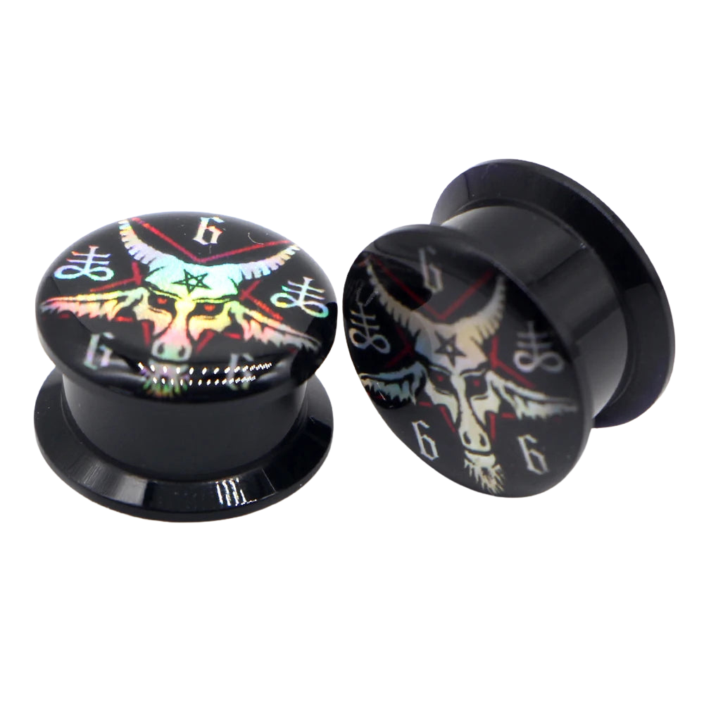 Black Acrylic Threaded Screw-on Spooky Plugz 8-30mm