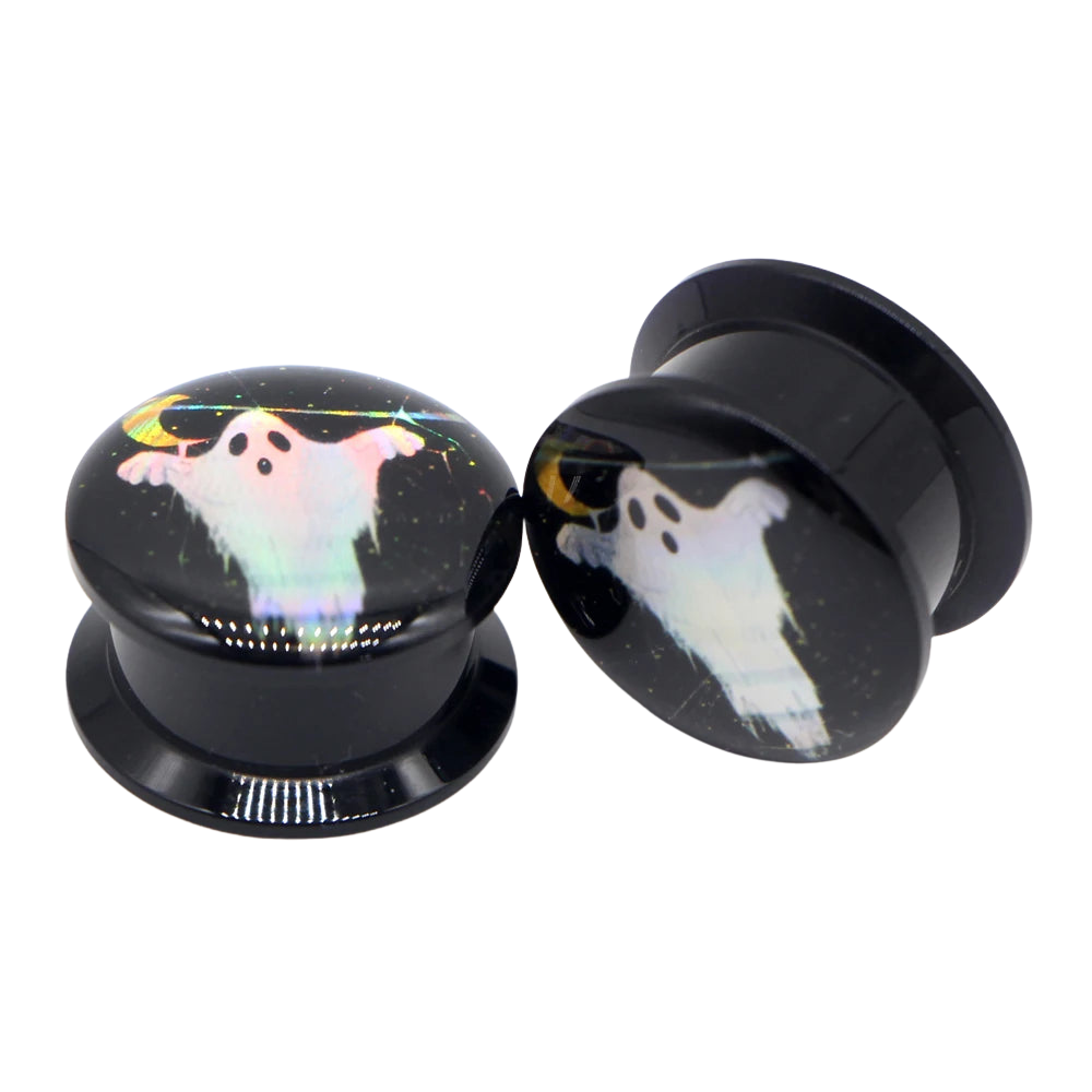 Black Acrylic Threaded Screw-on Spooky Plugz 8-30mm