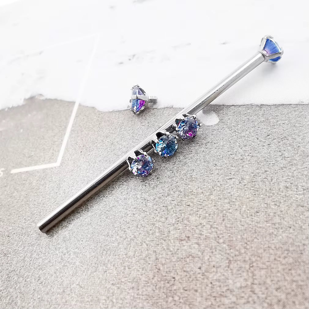 Blurple Gems Industrial Barbell 14g