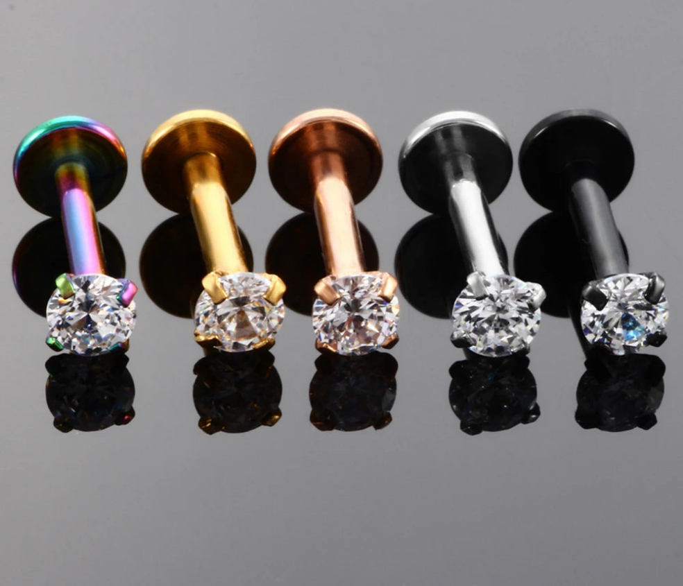 Surgical Steel Assorted Colors Labret Lip Cartilage Tragus Helix Ring