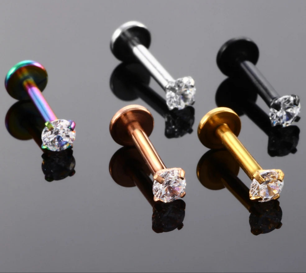 Surgical Steel Assorted Colors Labret Lip Cartilage Tragus Helix Ring