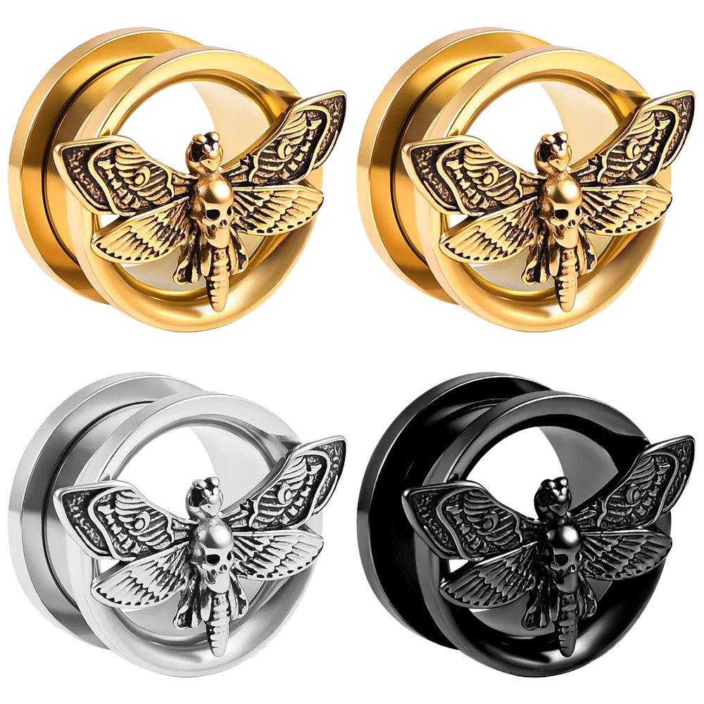 Death Moth Gauges Tunnels Plugz 8-22mm