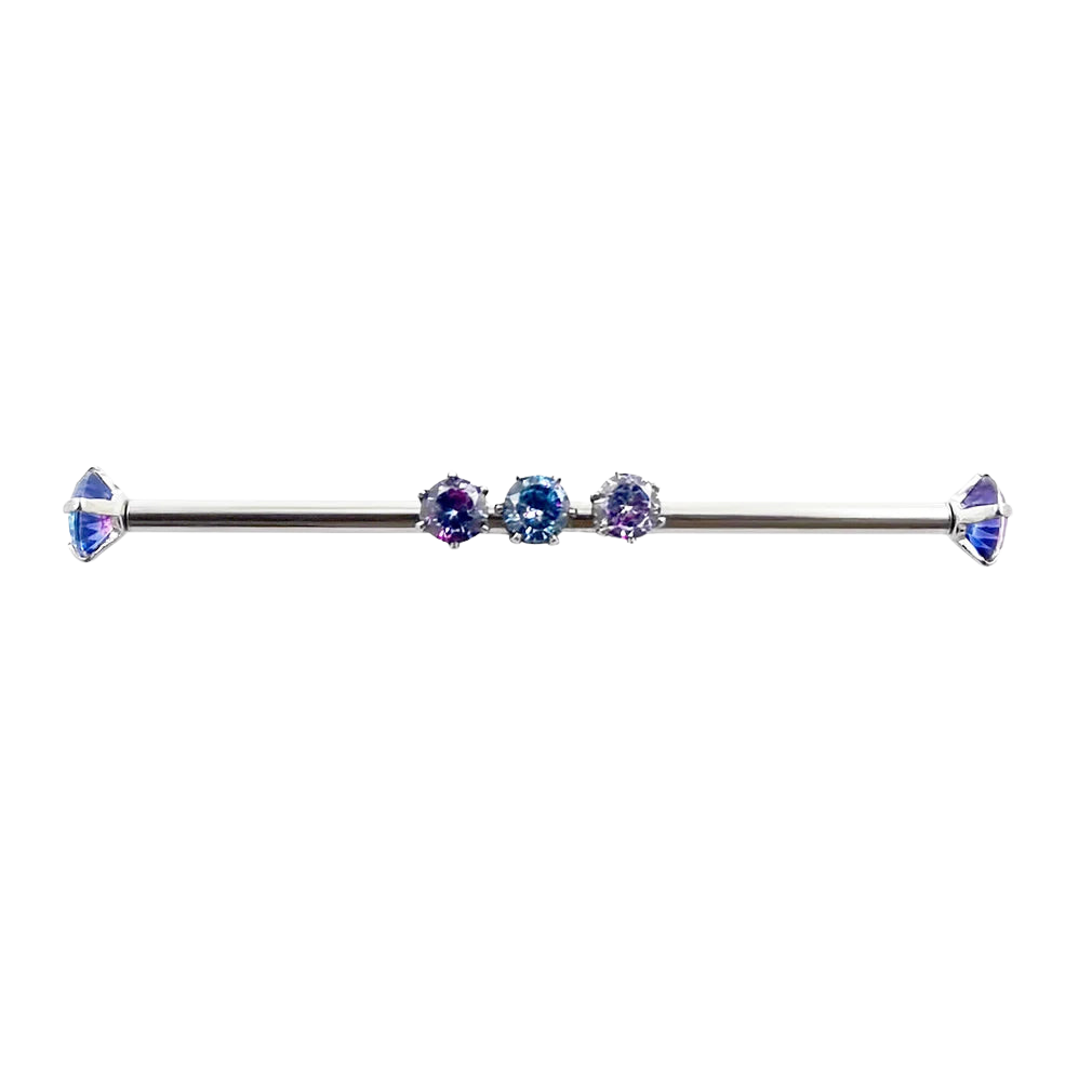 Blurple Gems Industrial Barbell 14g